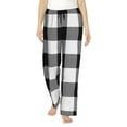 thumbnail image 2 of Picia White And Black Plaid Womens Soft Woven Cotton Elastic Waistband Sleep Pajama Pant Lounge Sleep Pant With Pockets And Drawstring-Medium, 2 of 9
