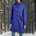 thumbnail image 4 of iHPH7 Hooded Jacket Women Long Rain Coat for Women Waterproof Raincoats for Women with Hood Waterproof Windbreaker Women Fall Coats Womens Fall Jackets Rain Jacket Women Waterproof Dark Blue 3XL, 4 of 9