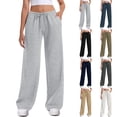 thumbnail image 3 of Women's Wide Leg Drawstring Low Rise Loose Sweatpants Lightweight Sport Flared Pants with Pockets, 3 of 9