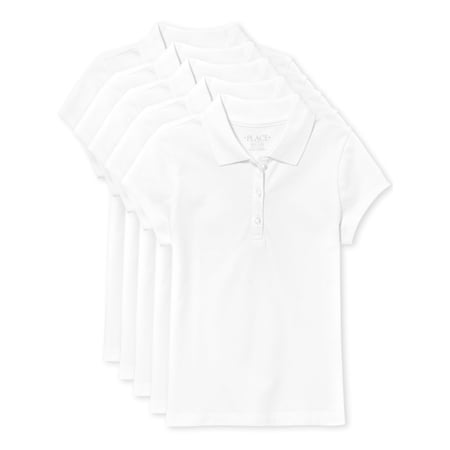 The Children's Place Girls Uniform Short Sleeve Pique Polo, 5-Pack, Sizes XS-XXL