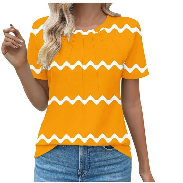 Tops Cortos para las Mujeres Cuello en V de Moda Casual Manga Corta Primavera Verano Top, Tops de Baile para las Mujeres
