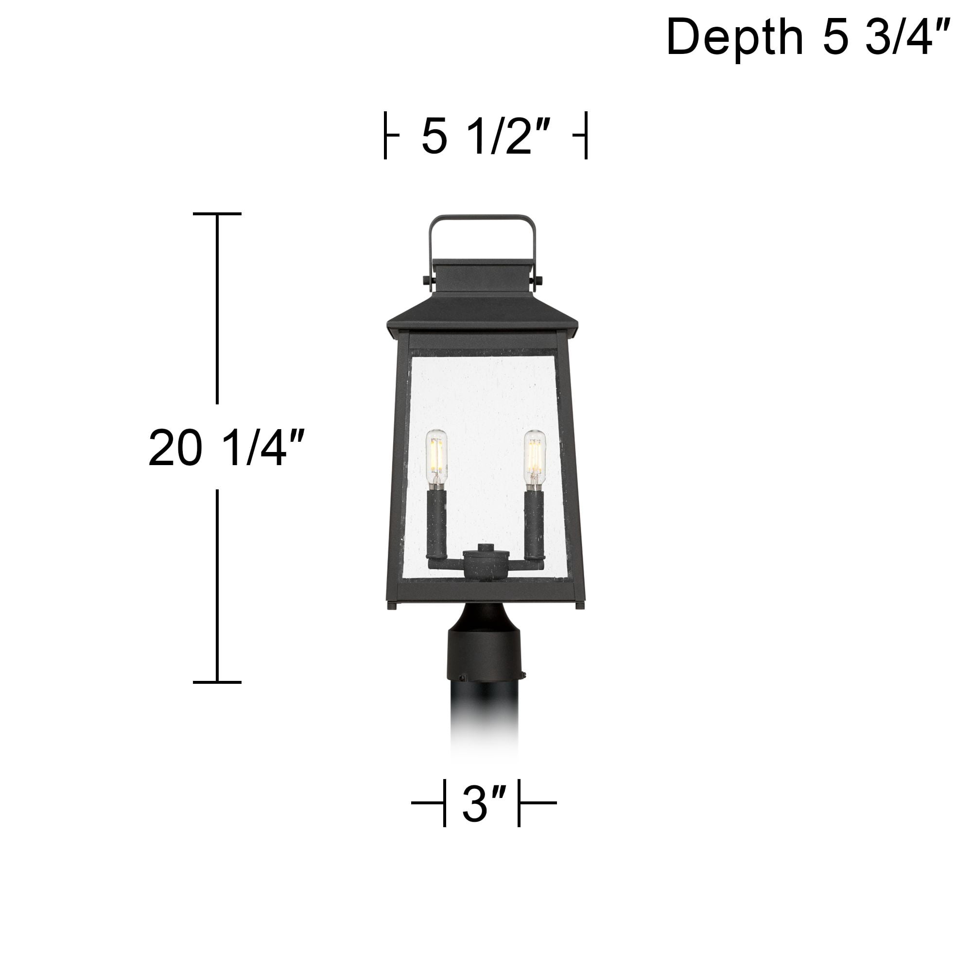 John Timberland Jubliee 20 1/4" High Modern Outdoor Post Light Fixture Pole Porch Set of 2 2-Light Black Metal Clear Glass Shade