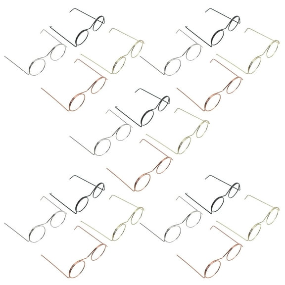 20pcs Miniature Eyeglasses For Dolls Metal Frame Tiny Glasses Dollhouse Miniatures Decorative Eyewear Props For Diy Crafts