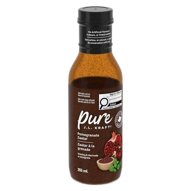 J.L. KRAFT Pure Pomegranate Zaatar Dressing & Marinade, 355 mL