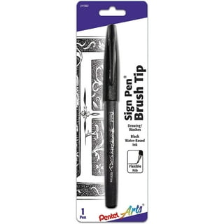 Pentel Fude Touch Sign Pen, Black, Felt Pen Like Brush Stroke (SES15C-A) 3  Pieces