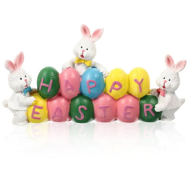 CIMAXIC Centre de Table en Résine de Pâques Décoration Œufs de Lapin de Pâques Adorable, 8.46"X5"X1.38 Pouces