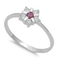 thumbnail image 1 of Star Flower Simulated Ruby Cubic Zirconia Ring Sterling Silver 925, 1 of 3