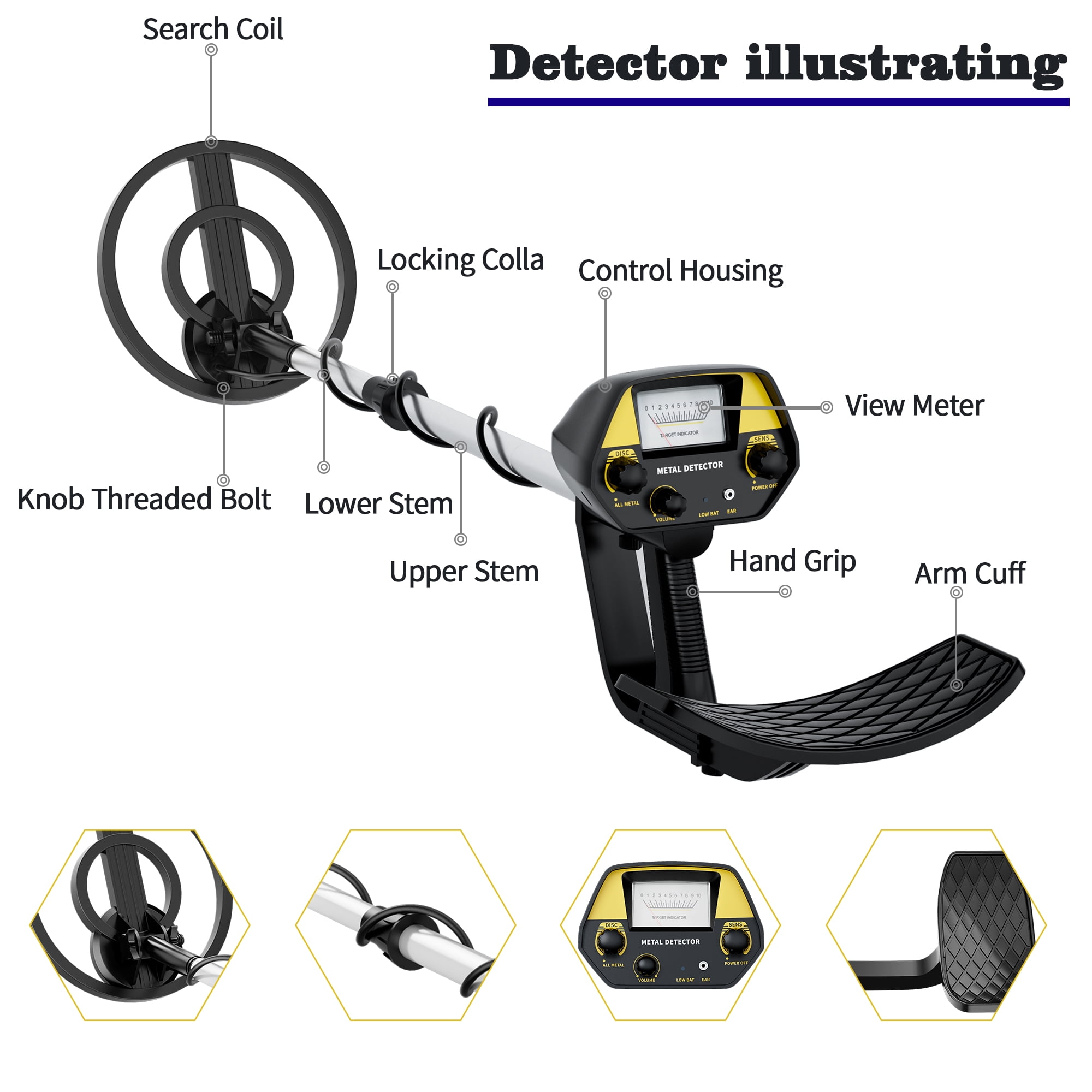 JUANGU Metal Detector Kit, Professional Gold Detector for Beach Outdoor Treasure Hunting, Gift for Boys Girls