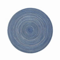 Honeeladyy Round Woven Placemats 14.17 Inch Round Washable Place Mats for Kitchen Dining Table Non Slip Easy to Clean Heat Resistant Plastic Table Mats for Family Gatherings Birthdays Party (Blue)