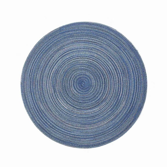 XEOVHV Round Braided Placemats Cotton Polyester 15 inch Round Place Mats for Kitchen Dining Table Non Slip Heat Resistant Table Mats (Beige),Blue