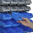 thumbnail image 6 of DURHAND 44 Piece Wall Mounted Pegboard Tool Organizer Rack Kit with Various Sized Storage Bins, Pegboard, & Hooks, Blue, 6 of 9