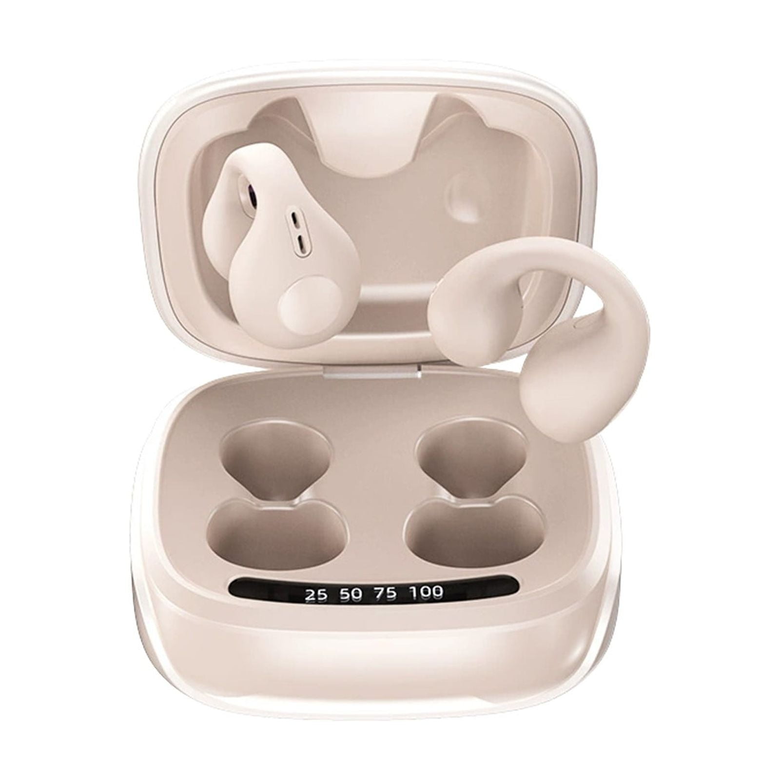 Lunxisen 1 Pcs Clip On Bluetooth Earpiece Bone Conduction LED Display Long Battery Life for Music Calls Workout Running