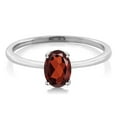 thumbnail image 2 of Gem Stone King 10K White Gold Red Garnet Solitaire Engagement Ring for Women (0.90 Cttw, Oval 7X5MM, Gemstone January Birthstone, Available in Size 5,6,7,8,9), 2 of 3