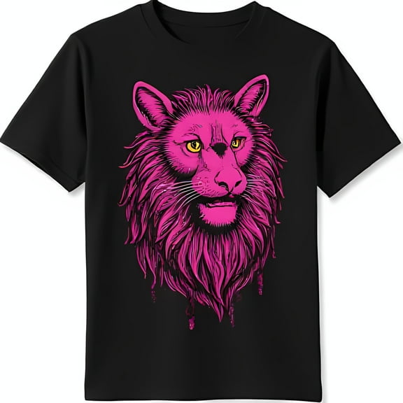 Bold Pink Graphic on Black T-Shirt Majestic Design for Statement Style