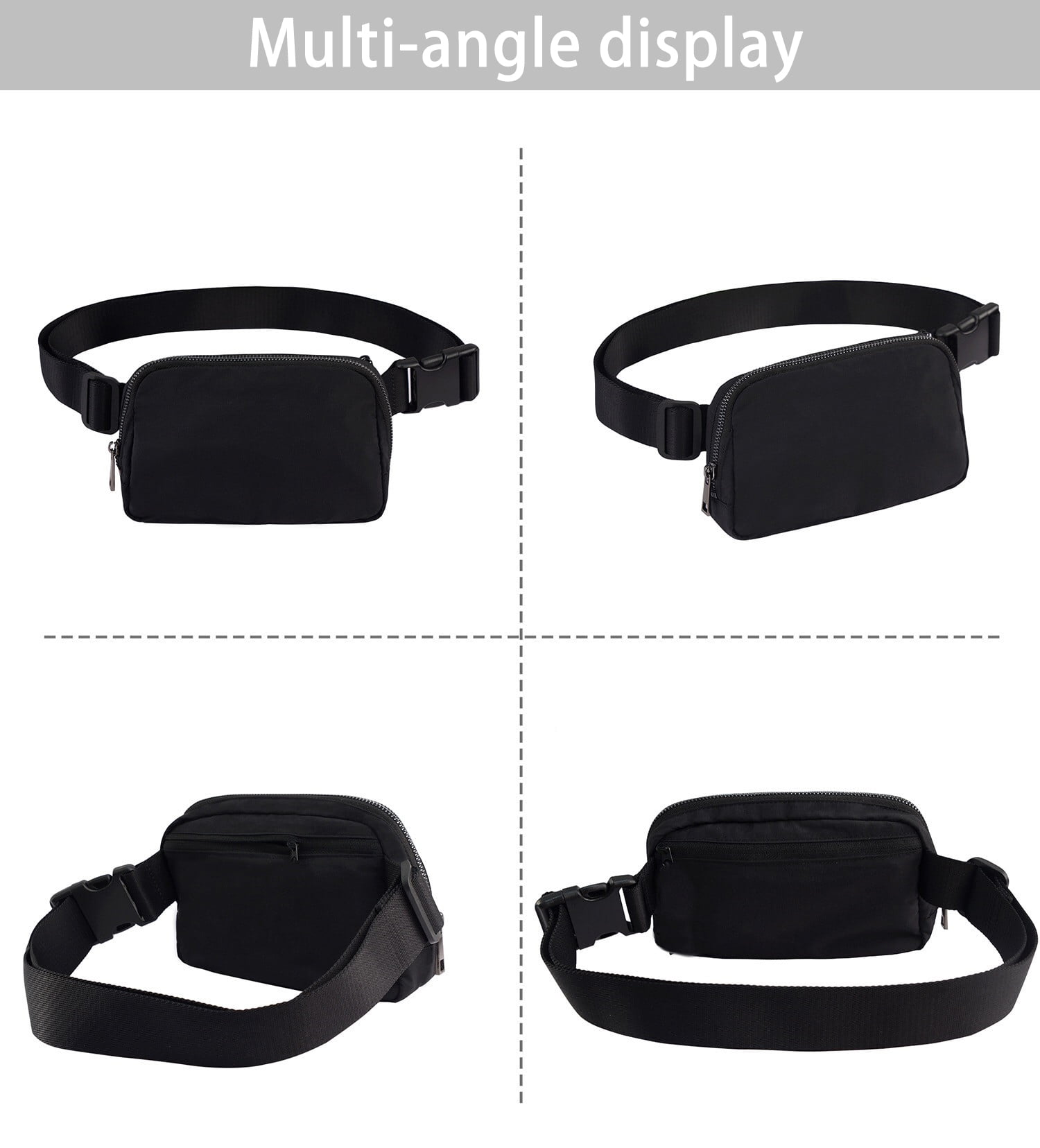 Seadamoo Mini Black Fanny Pack Crossbody Bags for Women and Men, Waterproof  Belt Bag with Adjustable Strap for Traveling Running Hiking Cycling.