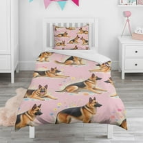 German Shepherd Duvet Cover and Pillowcase Set for Single Bedding, Bedroom Accessories for Kids Teens