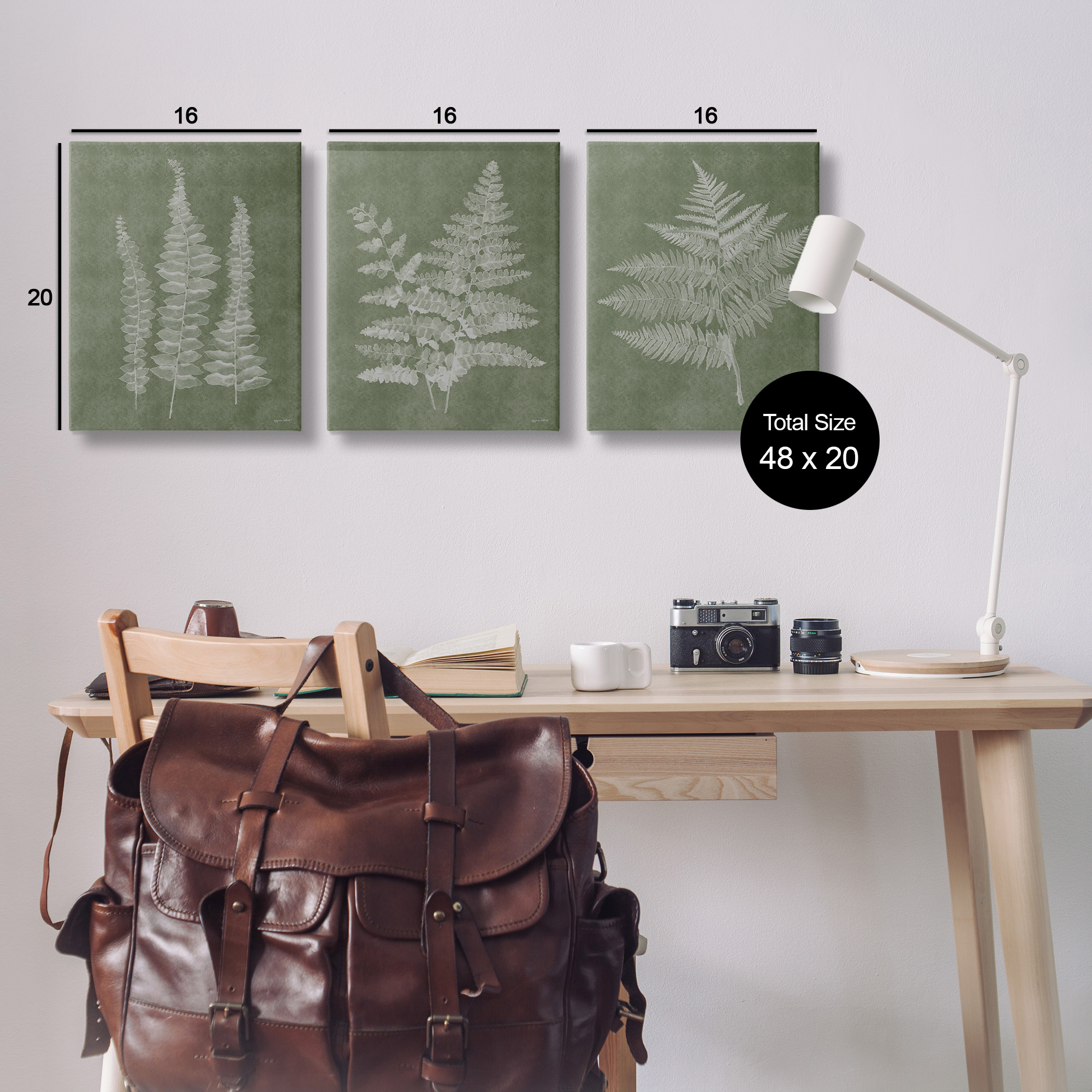 Stupell Industries Vintage Fern Silhouettes Botanical & Floral Painting Gallery Wrapped Canvas Art Print Wall Art, 16 x 20, Set of 3
