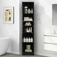 thumbnail image 2 of Multi - Functional Corner Cabinet,Tall Bathroom Storage Cabinet with Two Doors,Adjustable Shelves and Open Shelf,Triangular Bathroom Organizers for Kitchen,Living Room and Bathroom,Black, 2 of 7
