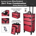 thumbnail image 3 of Byootique 2in1 Aluminium Roulement Maquillage Cas sur Roues Cosmétiques Stockage Artiste Chariot Organisateur de Clous Riche Rouge, 3 of 13
