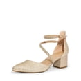 thumbnail image 1 of Zapatos DREAM PAIRS Tacones Bajos Anchos Punta Fina Dorados, 1 of 8