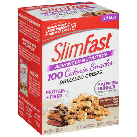 SlimFast 100 calories casse-croûte de cannelle Bun tourbillonne nappée chips, comptage 5, 5 oz