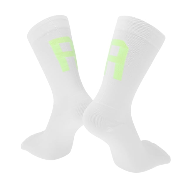 Calcetines de ciclismo Unique Bargains, secado rápido, absorbentes de sudor, anti-fricción, blancos, tamaño L, 1 par, letras luminosas R