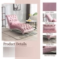 thumbnail image 3 of Velvet Chaise Lounge Indoor, Button-Tufted Upholstered Chaise Lounge Chair with Pillow for Bedroom, Living Room & Office,Pink, 3 of 12