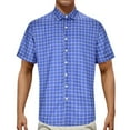 thumbnail image 2 of HCYSFG Mens Big And Tall Plaid Shirt Windowpane Print Button Front Notch Neck Short Sleeve Relaxed Fit Casual Top Summer Dress Shirt, 2 of 8