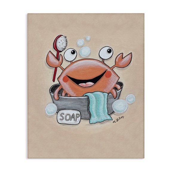 Stupell Industries Cottage Happy Crab Bathing Canvas Art, 16 x 20, by Michelle Gilsey