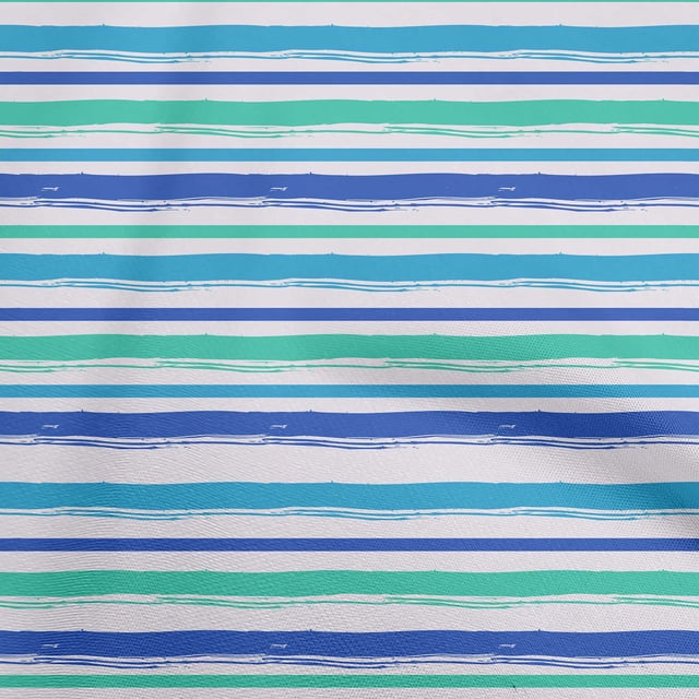 oneOone Georgette Viscose Medium Blue Fabric Stripes Sewing Material Print Fabric By The Yard 42 Inch Wide