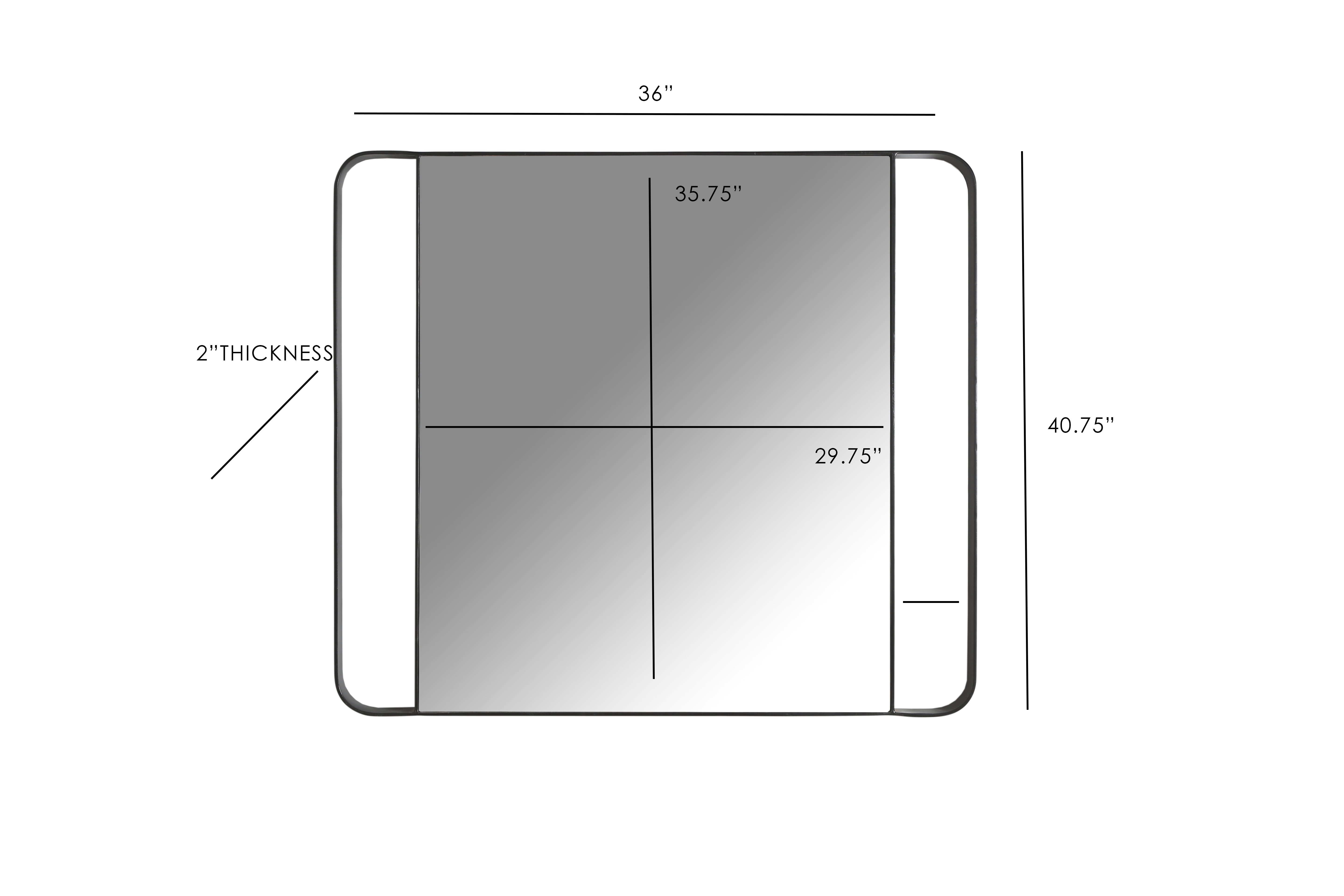 Posh Pollen Madeleine 36" x 41"" Black Square Metal Mirror