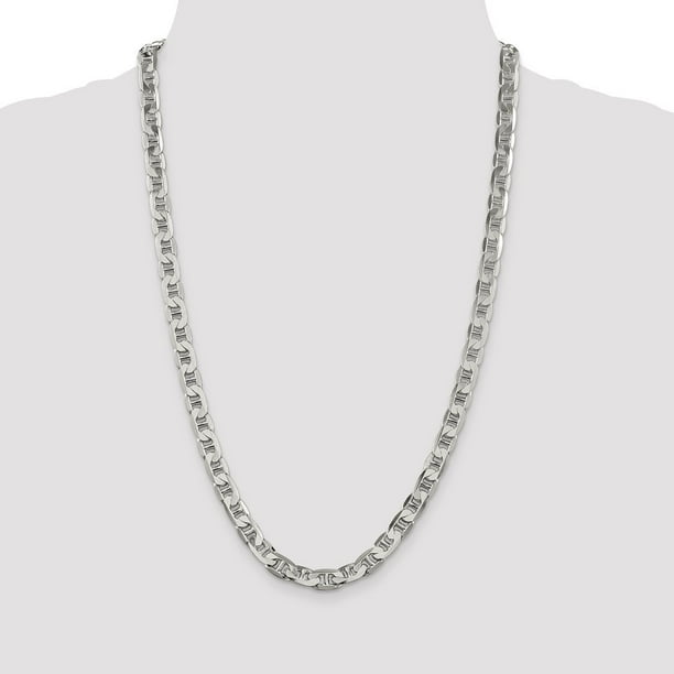 925 Sterling Silver Solid Polished 7mm Nautical Ship Mariner Anchor Chain Necklace 20 Inch Lobster Claw Jewelry Gifts fo