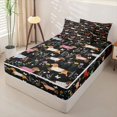 thumbnail image 2 of Homewish Cute Dachshund Zipper Queen Comforter Set with Fitted Sheet and 2 Pillowcases,Kawaii Floral Plants Zipper Bedding Set,Black,Black Reversible,4pcs, 2 of 8