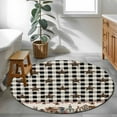 thumbnail image 4 of Black White Round Area&nbsp;Rug 3.3ft Buffalo Plaid Country Star Barn Barrel Farmhouse Non-Slip&nbsp;Washable Circle Rugs Soft Felt Indoor Floor Mat for Bedroom Kitchen Living Room Bathroom, 4 of 9