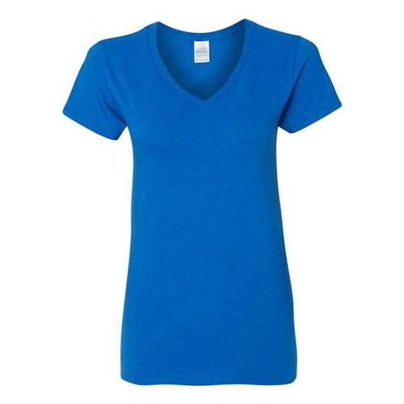 Camiseta con cuello en V Gildan Softstyle para mujer Grande Azul real