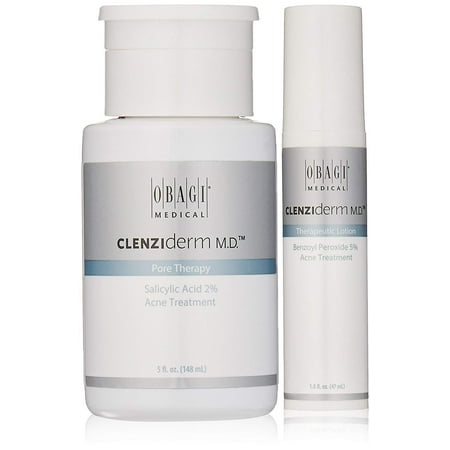 CLENZIderm M.D. Pore Therapy Salicylic Acid 2% Acne Treatment And CLENZIderm M.D. Therapeutic Lotion Benzoyl Peroxide 5% Acne Treatment.
