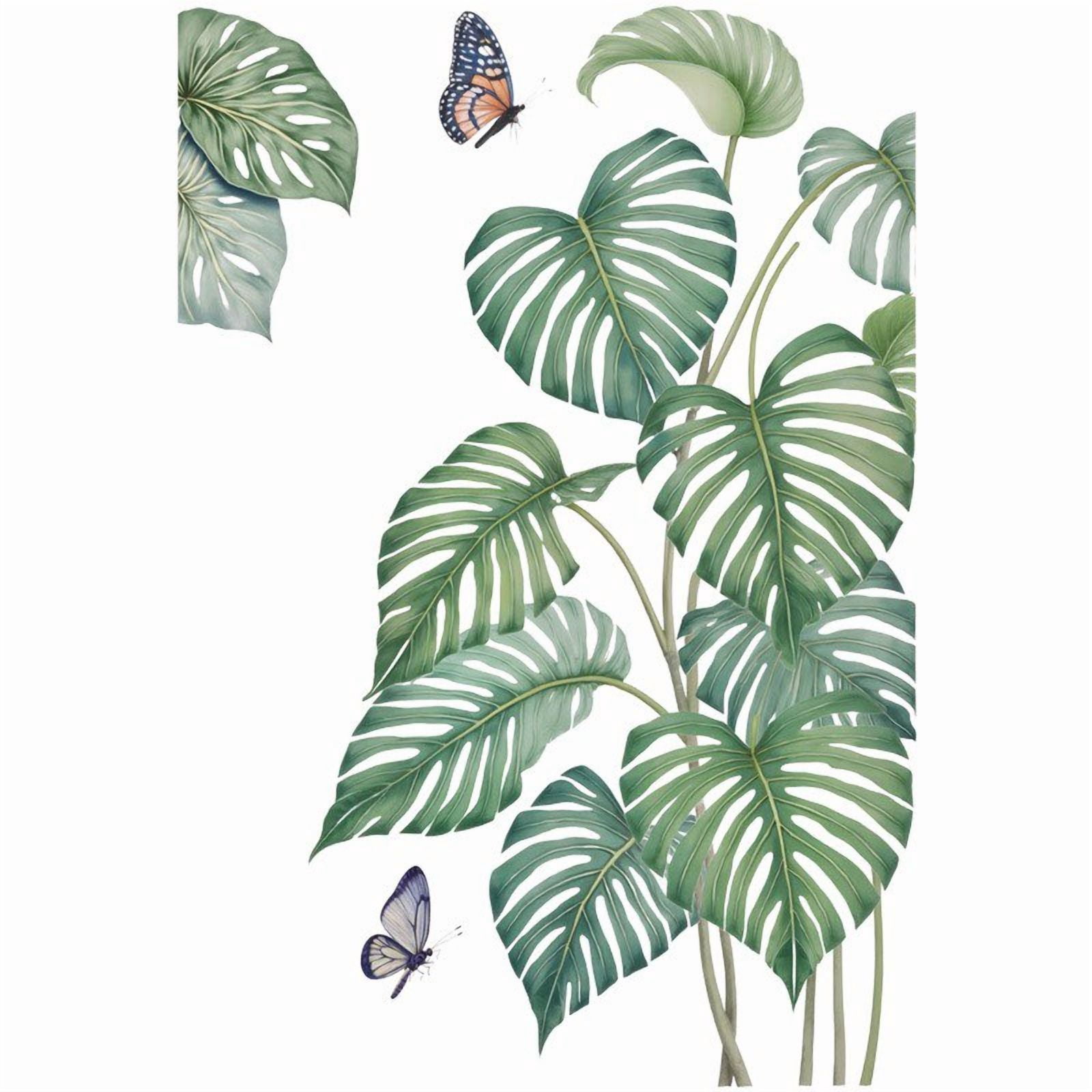 Green Plants Wall Stickers Tropical Leaves Wall Decals Hanging Tree Vine Wall Decal Nature Plants Palm Leaf Wall Sticker Wall Art Mural for Bedroom Living Room Background Office Home Décor