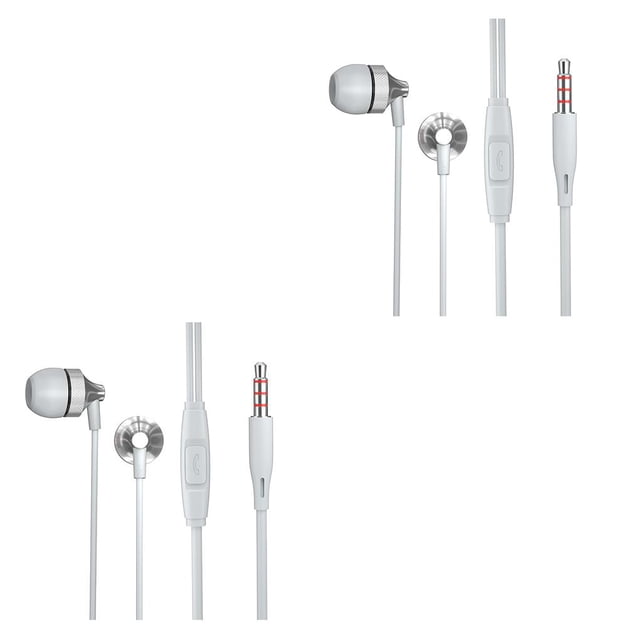jesticaly High-End Blend Sound Earbuds For Work Receive Calls Comfortable To Wear Non-loosing Wired Earphone silver 2Set