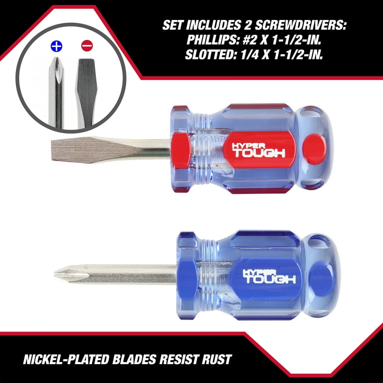 Hyper Tough 2-Piece Screwdriver Set with Acetate Handles, #2