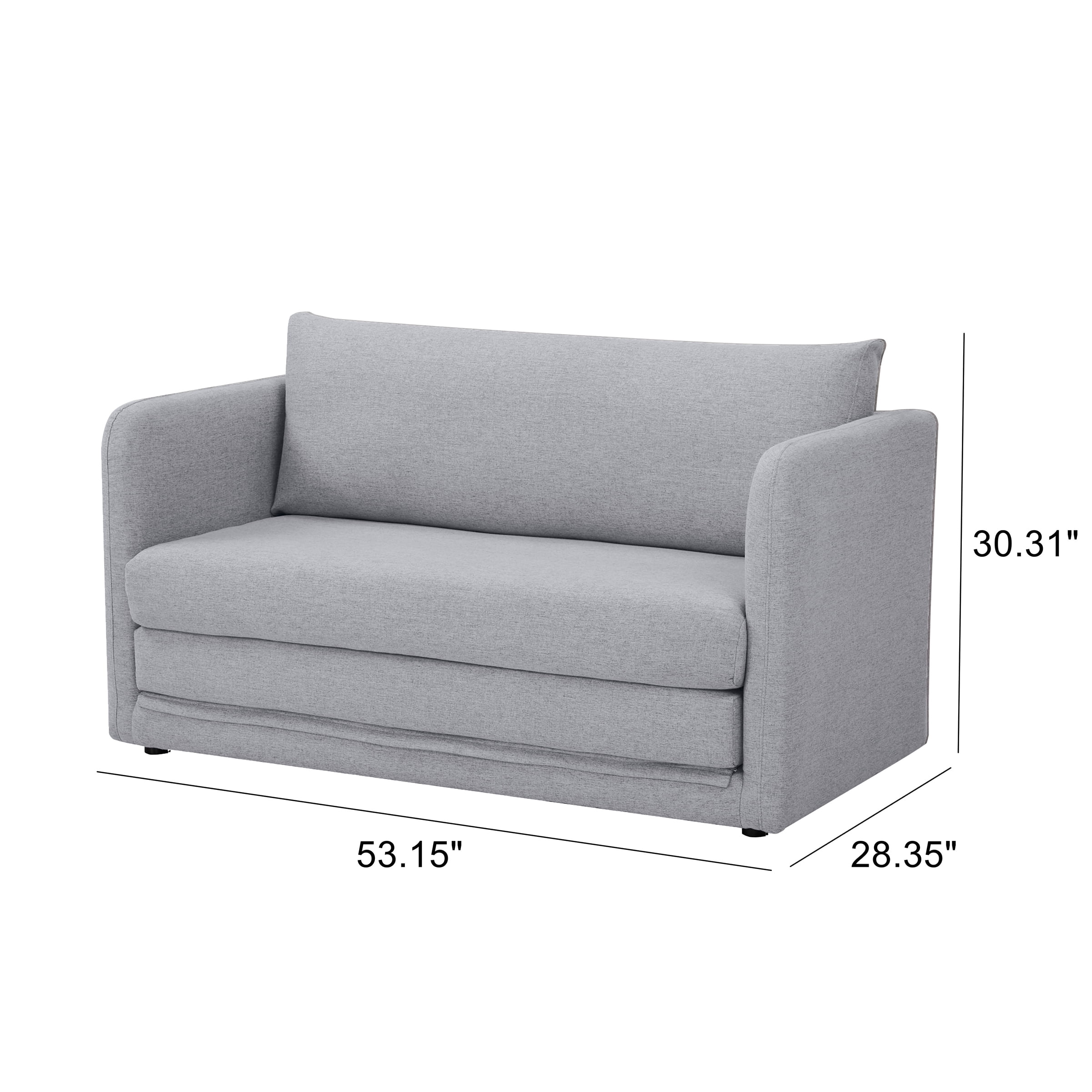 A&D Home Newberry Polyester Loveseat, 2 Person Sleeper Sofa, Light Gray