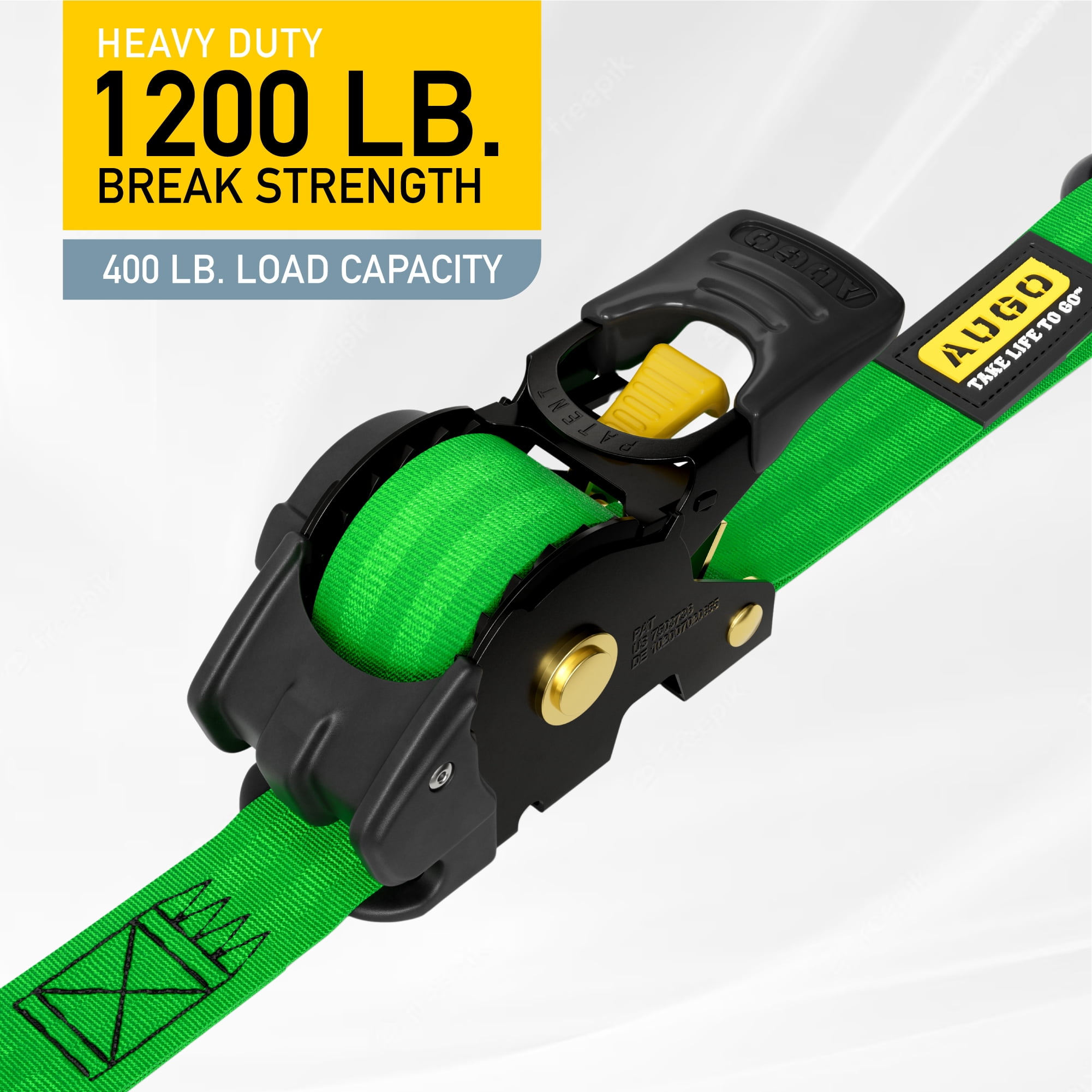 AUGO Retractable Ratchet Straps | 2 Heavy Duty Ratchet Straps Self Retractable Tie Down Straps with Soft Loops & Storage Bag for Motorcycle, Truck, Trailer, Cargo Van |1200 Lb Break Strength 1” x 10’