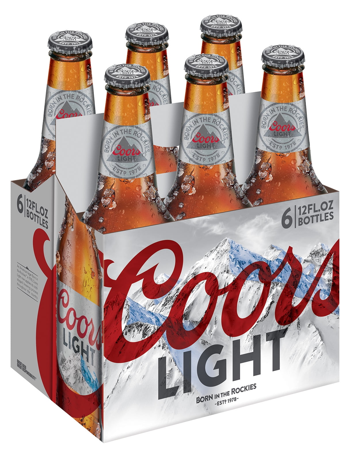 Coors Light Beer American Light Lager 6 Pack Beer 12 Fl Oz Bottles Walmart ...