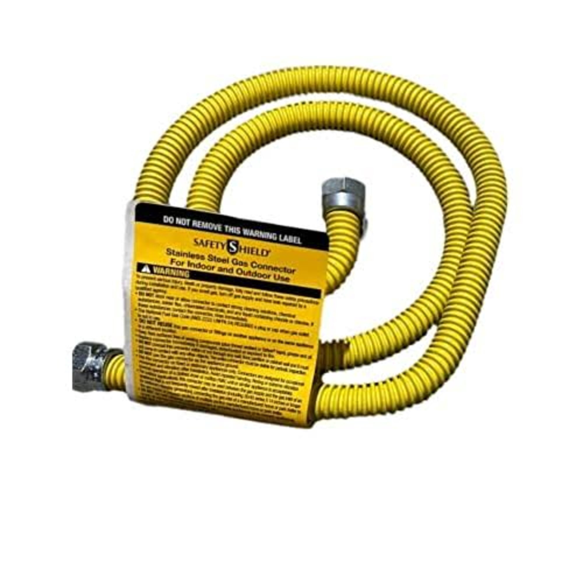 Avalon Flexible Yellow Coated Gas Lines with Ends 3/8 inch x 72"