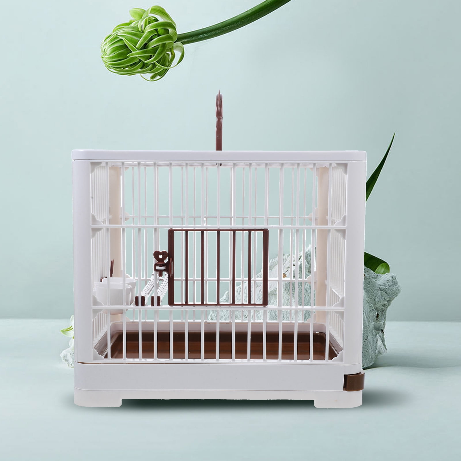 OUNONA Portable Coffee ABS Bird Travel Cage with Handle for Versatile and Durable Use