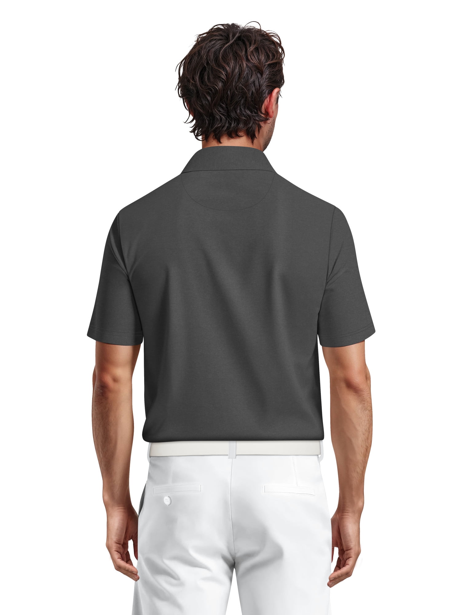 Ben Hogan Men's & Big Men's Performance Heather Assymetric Short Sleeve Golf Polo Shirt, Sizes S-3XL
