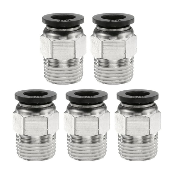 Uxcell 5pcs Push to Connect Fitting 3/8" x 3/8" Thread Straight Union Fitting, Black