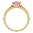 thumbnail image 4 of 3.36 ct Brilliant Princess Cut Pink Zircon 18K Yellow Gold Solitaire with Accents Engagement Bridal Wedding Ring Band Set size 3.5, 4 of 7