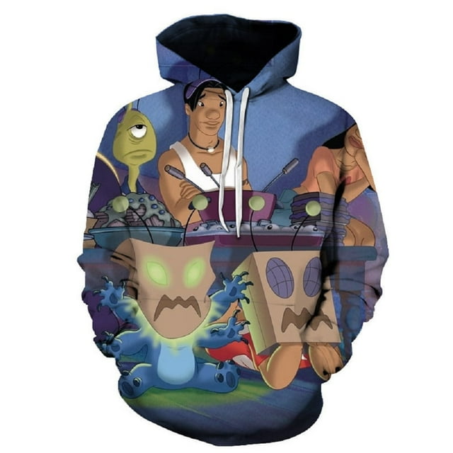 Vestes à Capuche Stich Imprimées 3D Anime Chandail à Capuche Chandail en Molleton