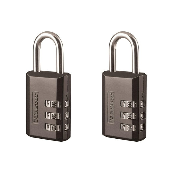 Candado combinado Master Lock 647EC2 negro, paquete de 2