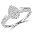 thumbnail image 1 of Majesty Diamonds MDR190071-7 Bague de Fiançailles 0,25 CTW Diamant Rond Double Rangée Promesse Cluster de Poires Halo en Or Blanc 14K - Taille 7, 1 of 1